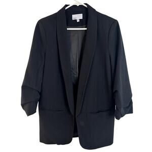 DR2 Blazer Cinch Sleeve Black Womens Size Medium Open Front Lined